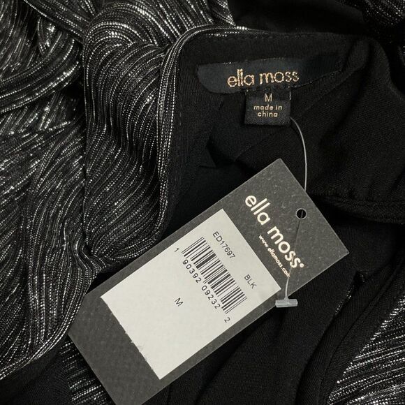 ELLA MOSS Silver Stripe METALLIC Tiered Dress M - Picture 16 of 16